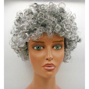 Gray Hair Curly Wig Old Lady Granny Grandma Costume Accessories Cosplay Dress Up